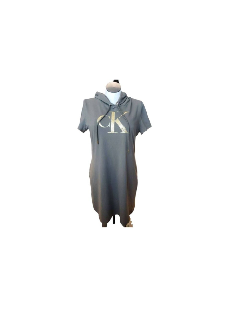Calvin Klein Women's Size M/L Short Sleeve Hoodie Dress Gray